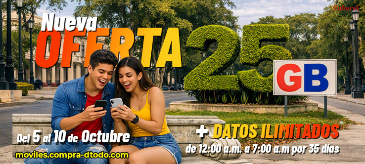 25 GB + datoslimitados de 12-7am por 35 días 25 GB + datoslimitados de 12-7am por 35 días